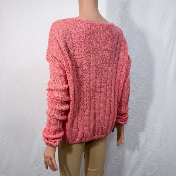 Free People Angel Soft Pink Wool Alpaca Blend Cable Knit Sweater Women’s Medium - Picture 6 of 11